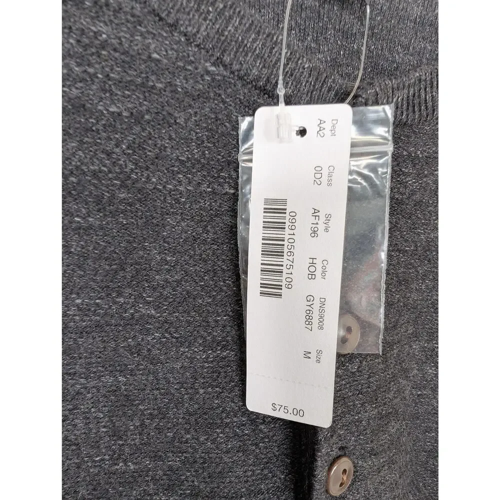 J.Crew Sweater Mens Medium Gray Cotton Henley Long Sleeve Casual Classic Knit